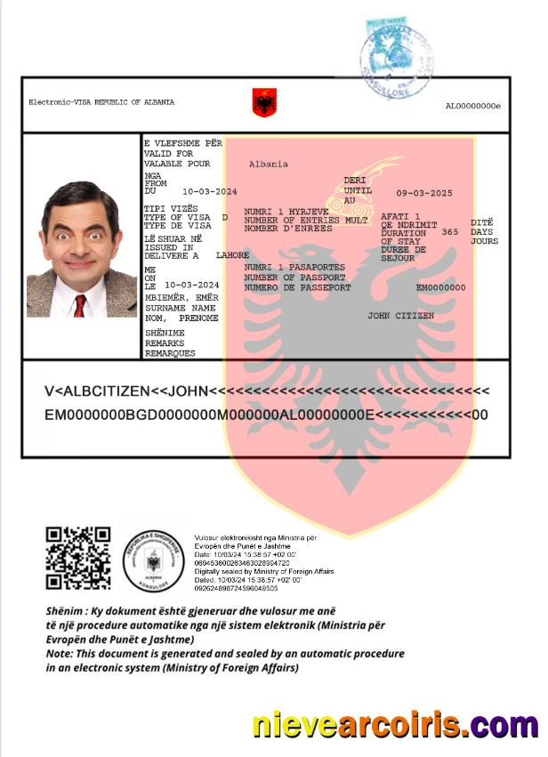 Albania e-visa new version